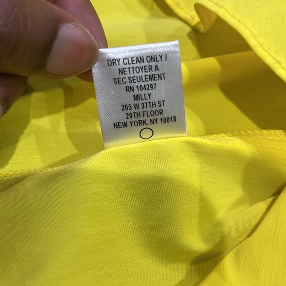 Milly Bow Sleeve Details Off-the-Shoulder Elasticized Neckline Yellow Top Sz S - Picture 8 of 8